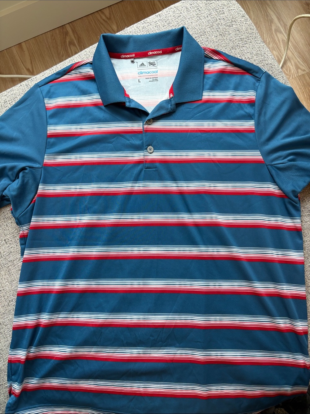 adidas Teal Polo with Red and White Stripes